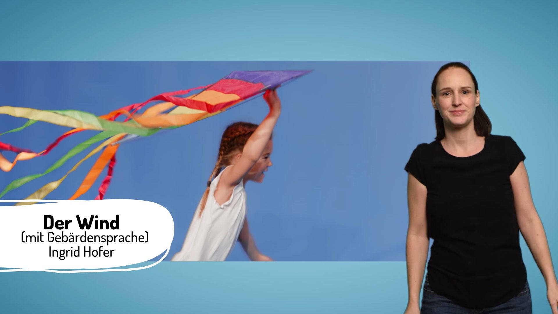 Frau mit bunten Schals im Wind